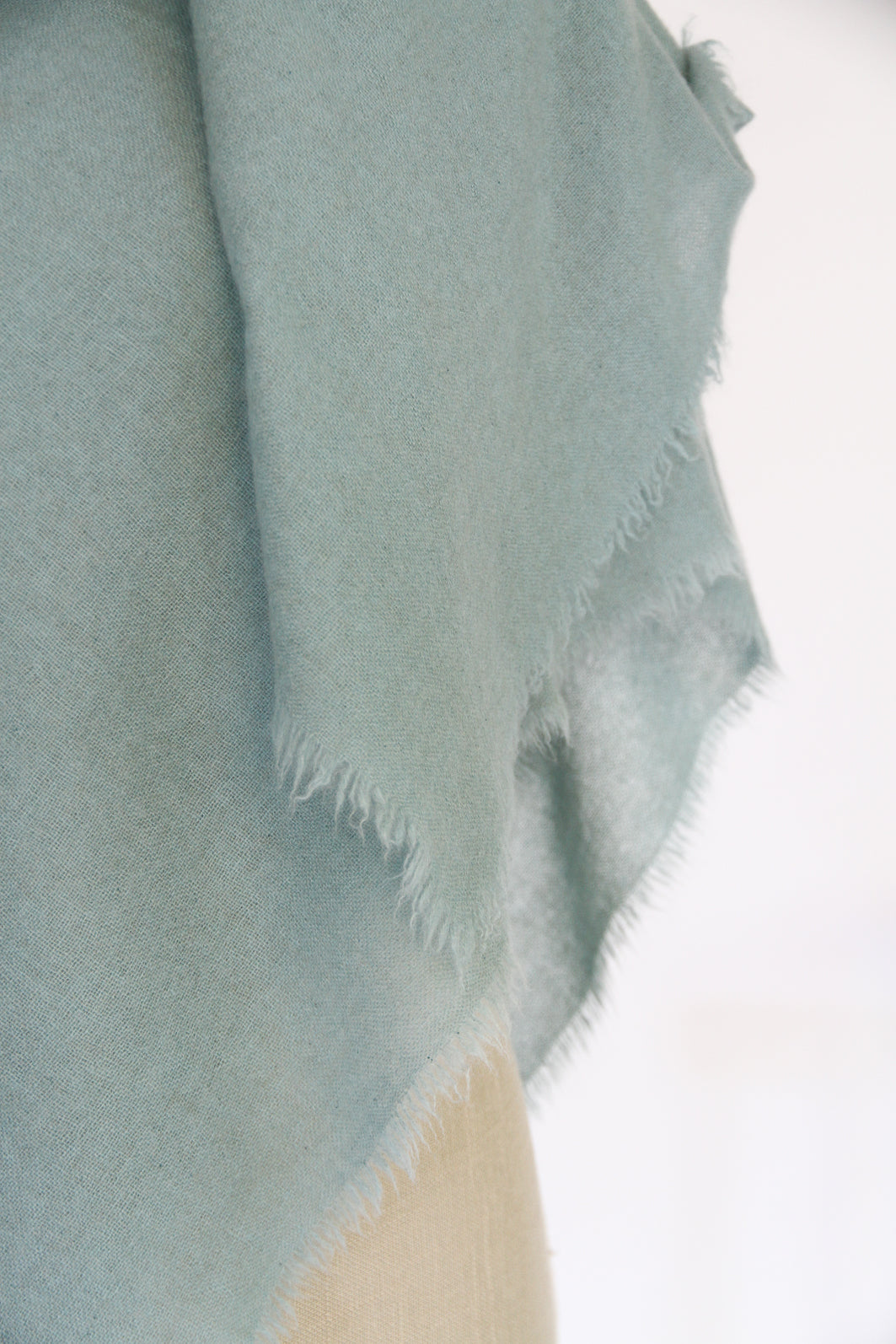 100% Mongolian Cashmere Shawl, Sage blue, 130×130cm