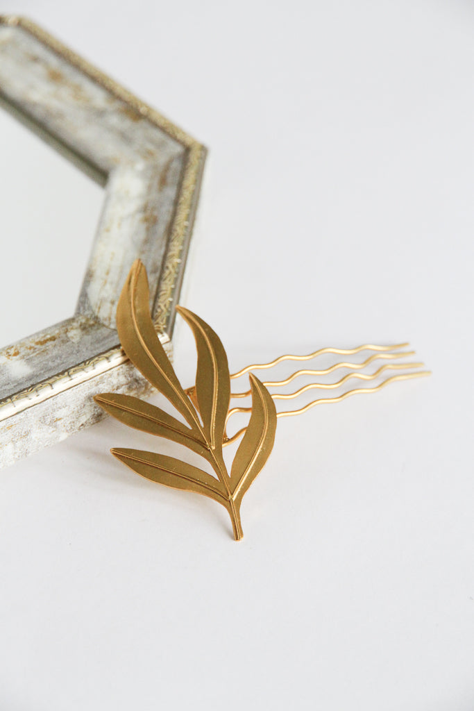 24K Gold Plated Hair Clip【Fern】by Aakar