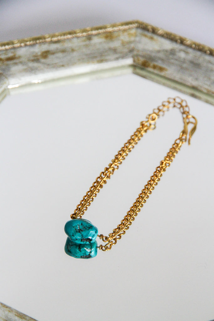 24K Gold Plated Turquoise Bracelet by Aakar