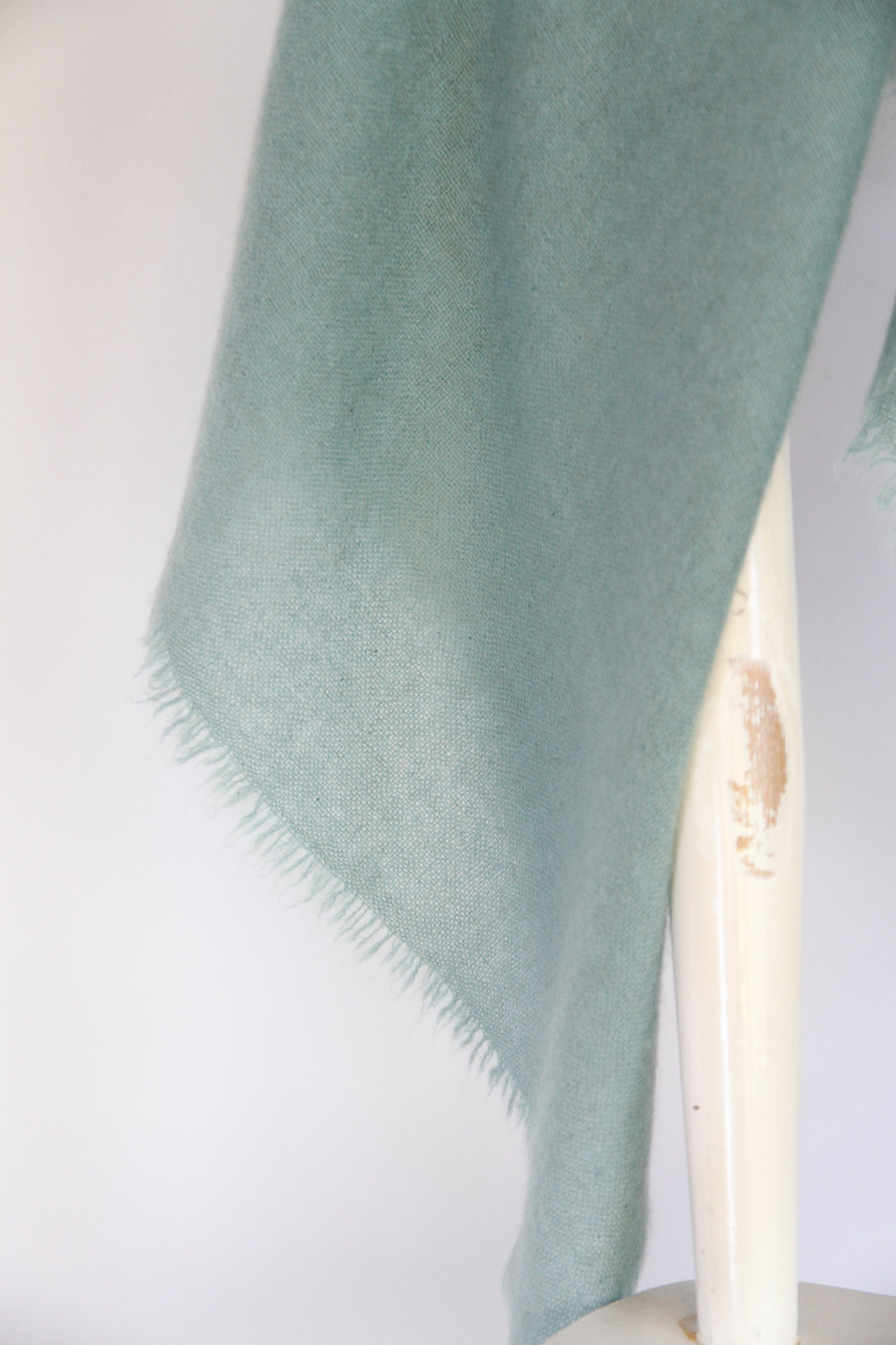 100% Mongolian Cashmere Shawl, Sage blue, 130×130cm