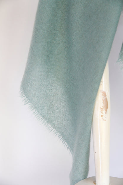 100% Mongolian Cashmere Shawl, Sage blue, 130×130cm