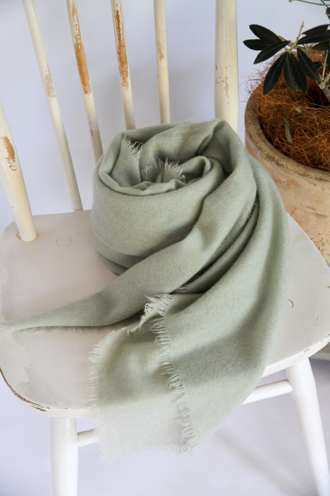 100% Mongolian Cashmere Shawl, Mint, 130×130cm