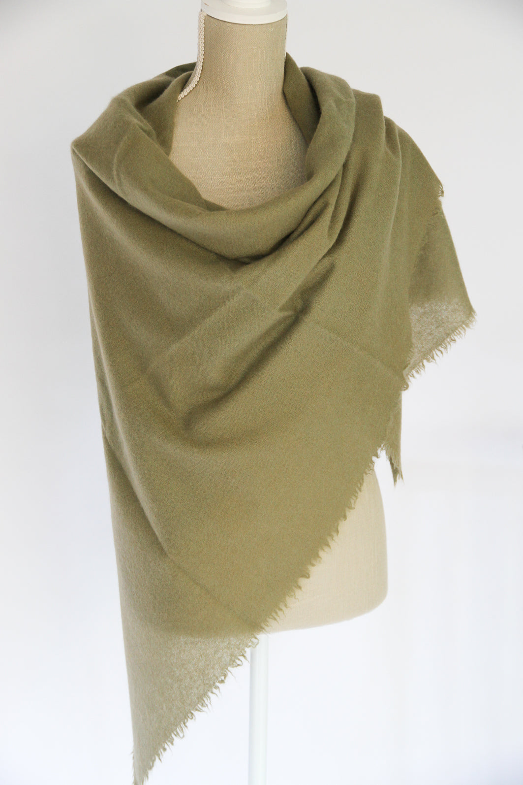 100% Mongolian Cashmere Shawl, Khaki, 130×130cm