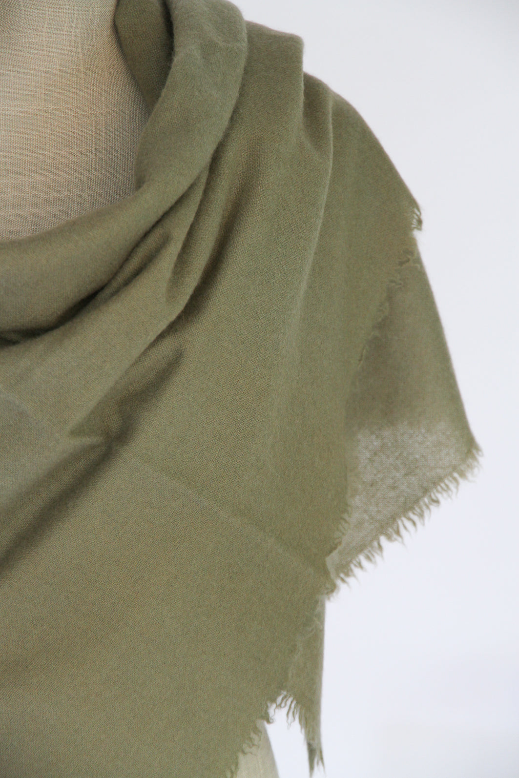 100% Mongolian Cashmere Shawl, Khaki, 130×130cm