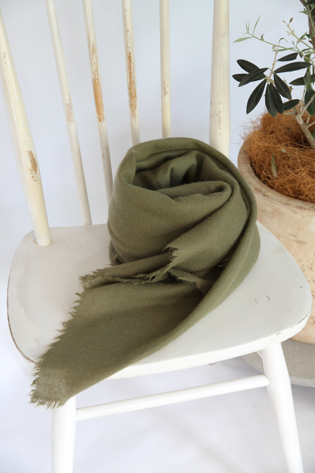 100% Mongolian Cashmere Shawl, Khaki, 130×130cm