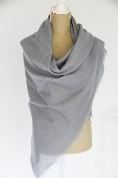 100% Mongolian Cashmere Shawl, Blue gray, 130×130cm