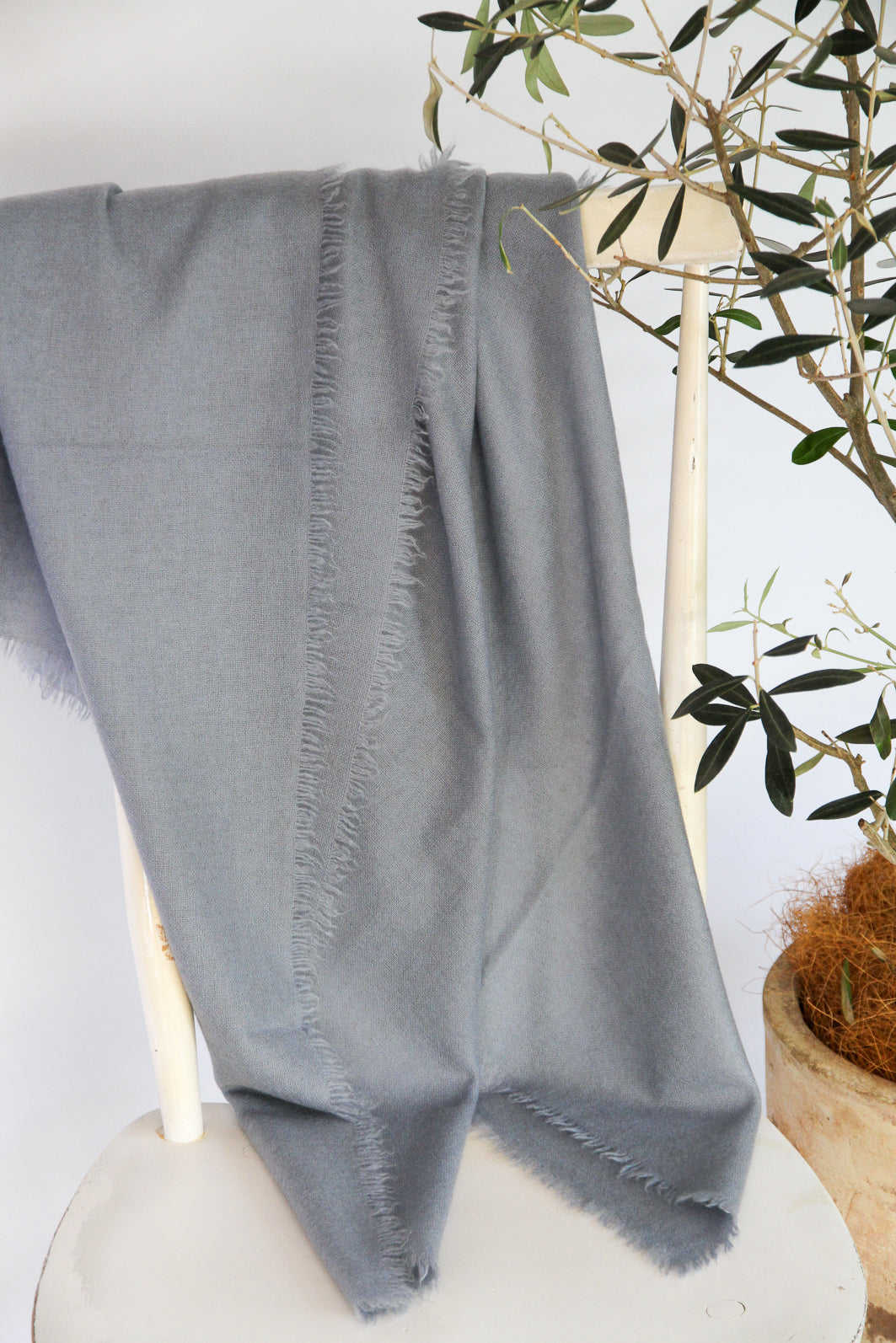 100% Mongolian Cashmere Shawl, Blue gray, 130×130cm