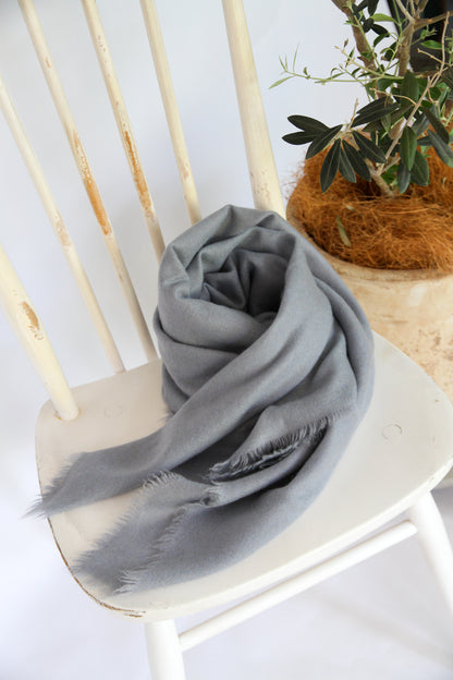 100% Mongolian Cashmere Shawl, Blue gray, 130×130cm