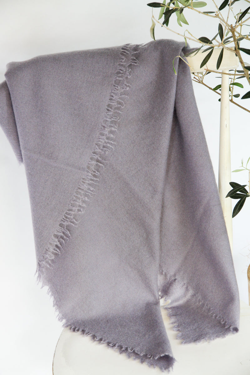 100% Mongolian Cashmere Shawl, Purple Gray, 130×130cm