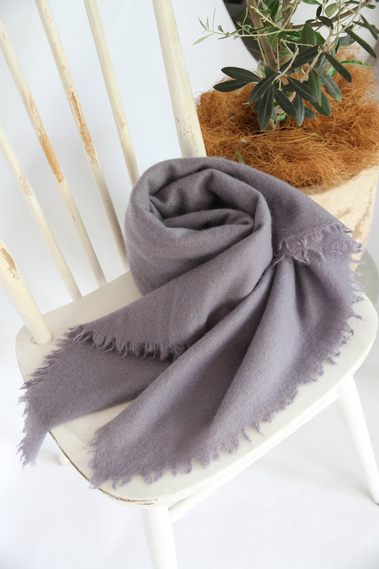 100% Mongolian Cashmere Shawl, Purple Gray, 130×130cm