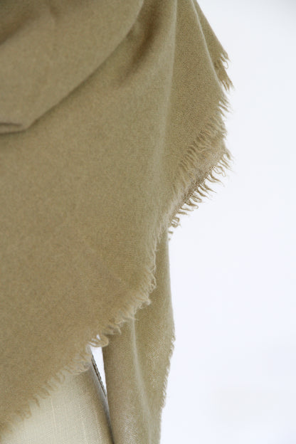 100% Mongolian Cashmere Shawl, Olive khaki, 130×130cm