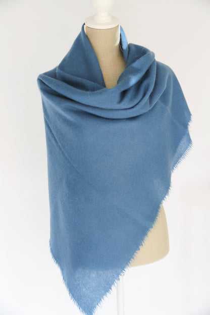 100% Mongolian Cashmere Shawl, Blue, 130×130cm