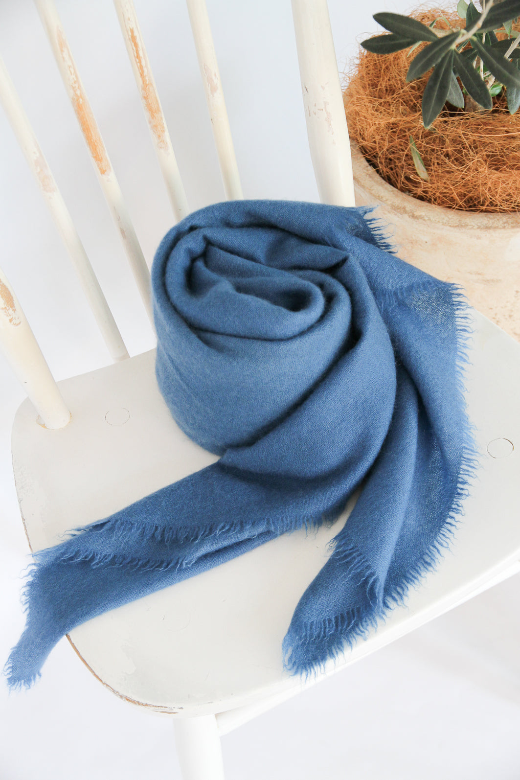 100% Mongolian Cashmere Shawl, Blue, 130×130cm
