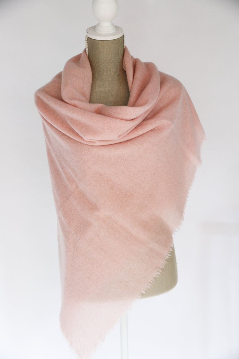 100% Mongolian Cashmere Shawl, Dusty pink, 130×130cm