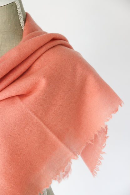 100% Mongolian Cashmere Shawl, Coral pink, 130×130cm