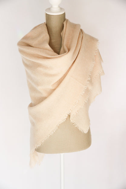 100% Mongolian Cashmere Shawl, Champagne beige, 130×130cm