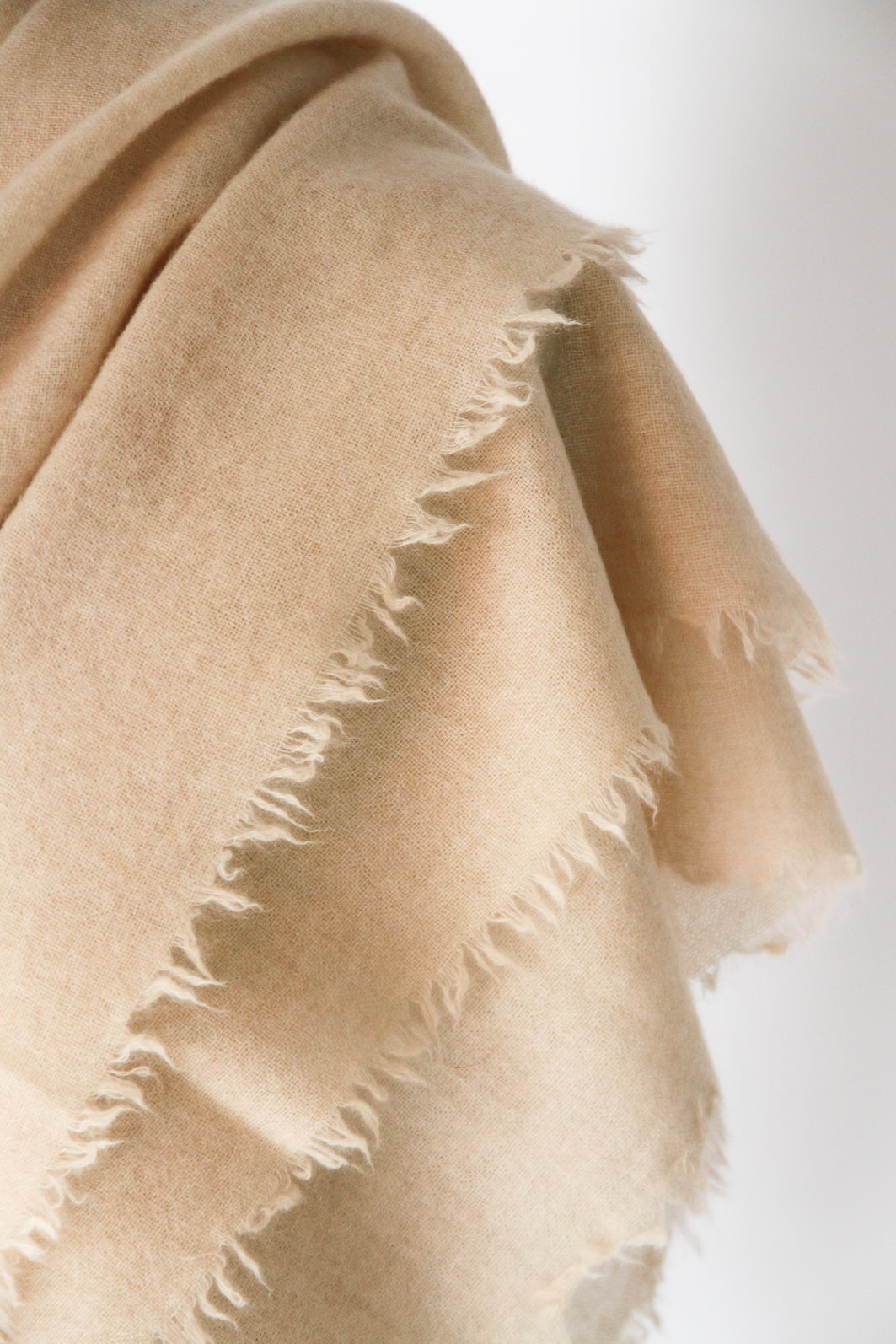 100% Mongolian Cashmere Shawl, Champagne beige, 130×130cm