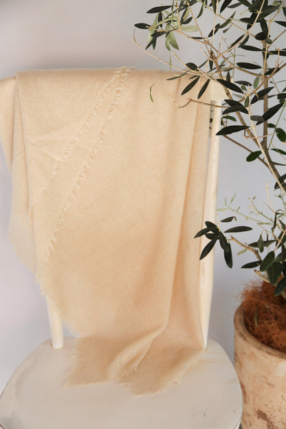 100% Mongolian Cashmere Shawl, Champagne beige, 130×130cm
