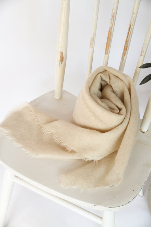 100% Mongolian Cashmere Shawl, Champagne beige, 130×130cm