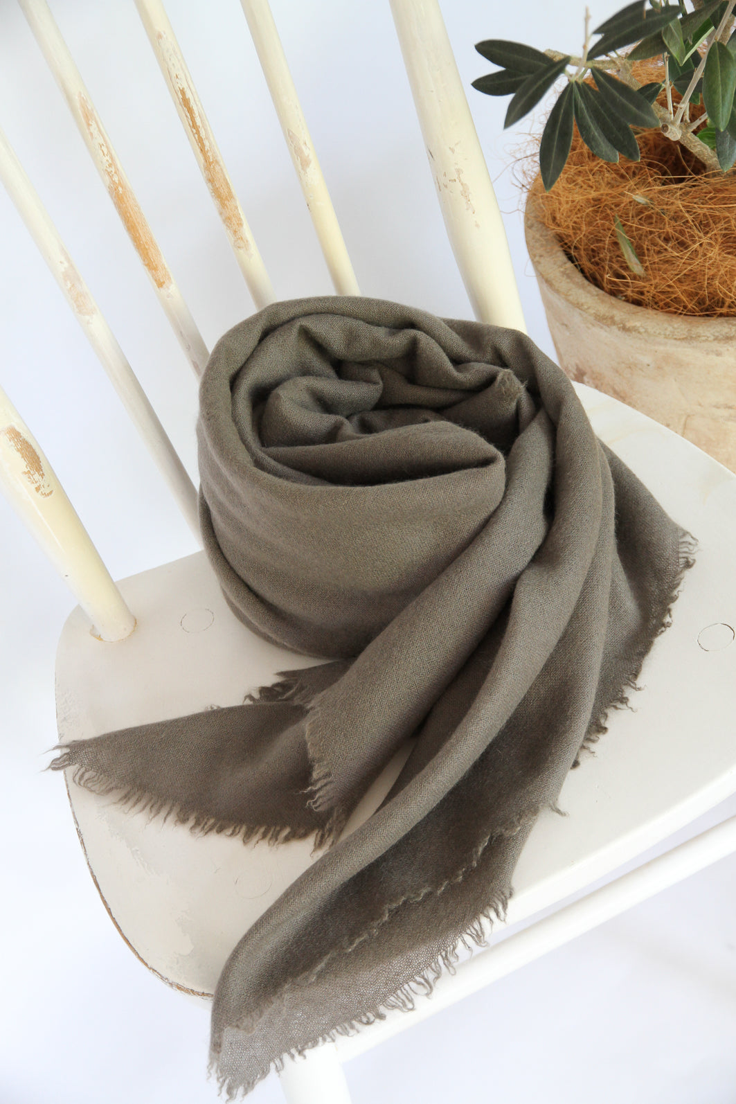 100% Mongolian Cashmere Shawl, Mocha gray, 130×130cm