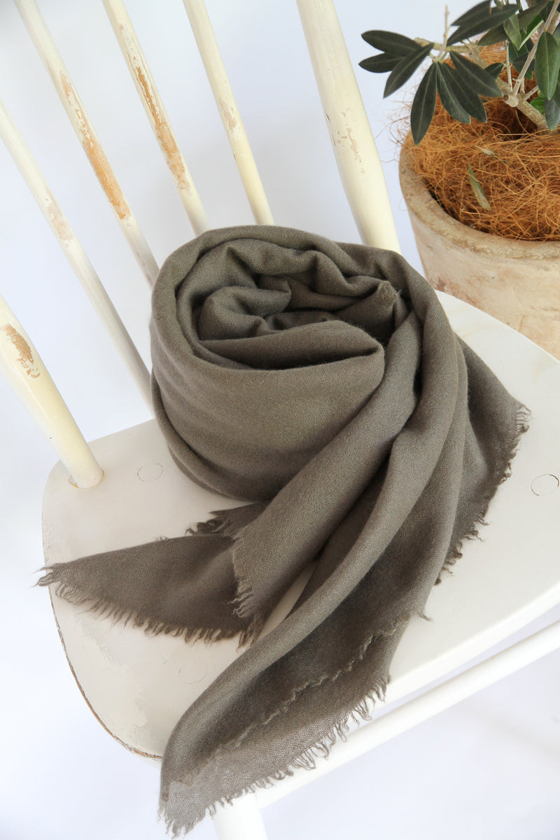 100% Mongolian Cashmere Shawl, Mocha gray, 130×130cm