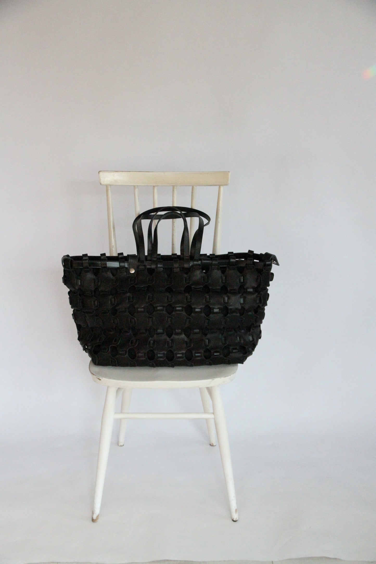 LARGE BRAIDED CABAS / BLACK  40×33×20cm