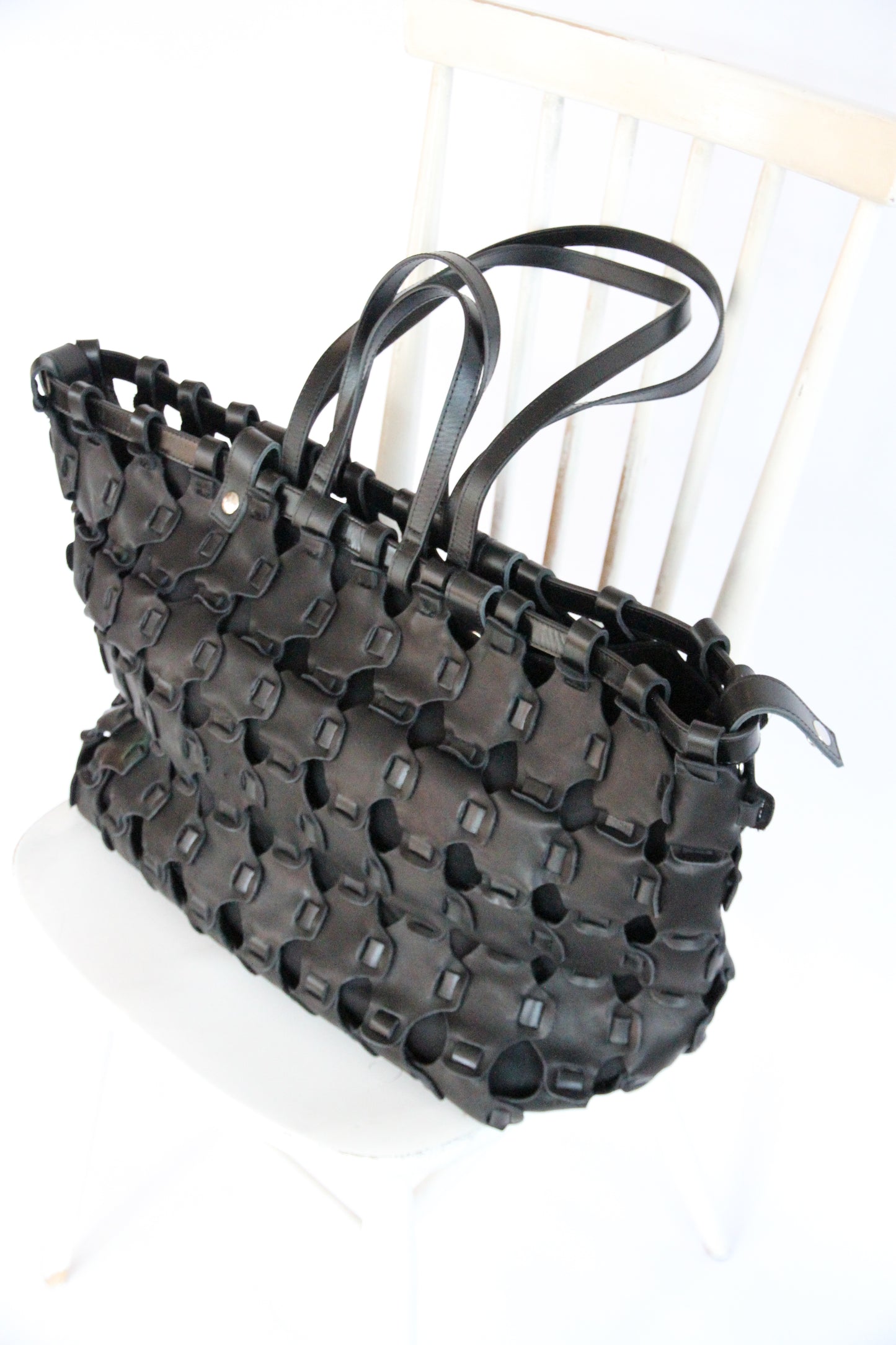 LARGE BRAIDED CABAS / BLACK  40×33×20cm
