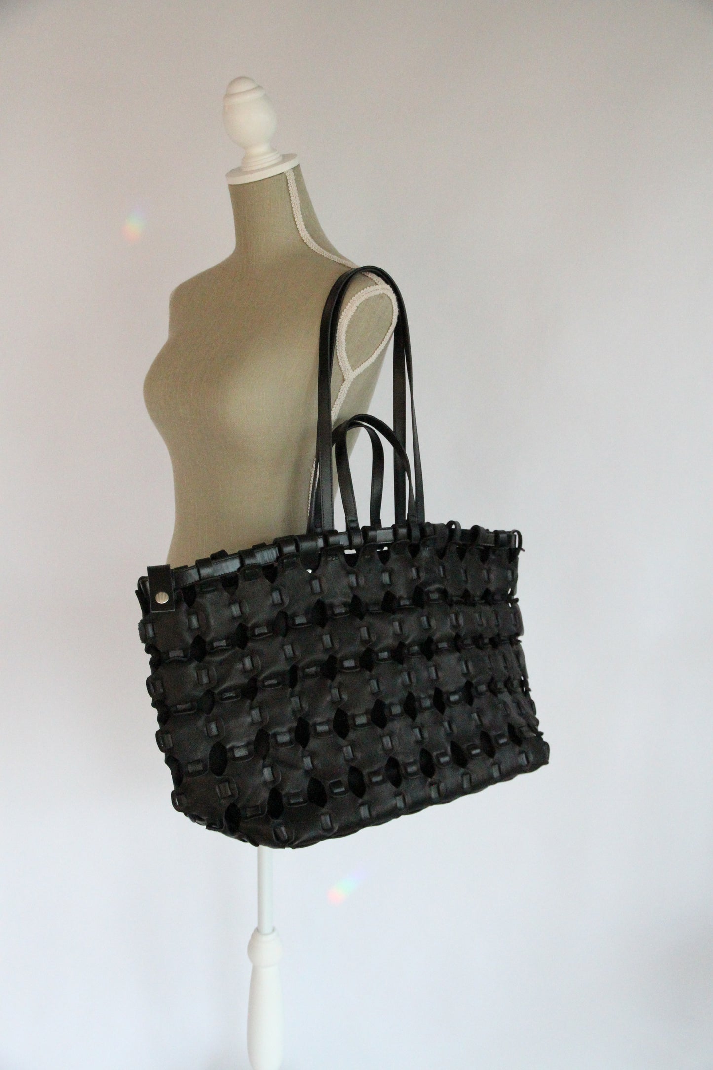 LARGE BRAIDED CABAS / BLACK  40×33×20cm