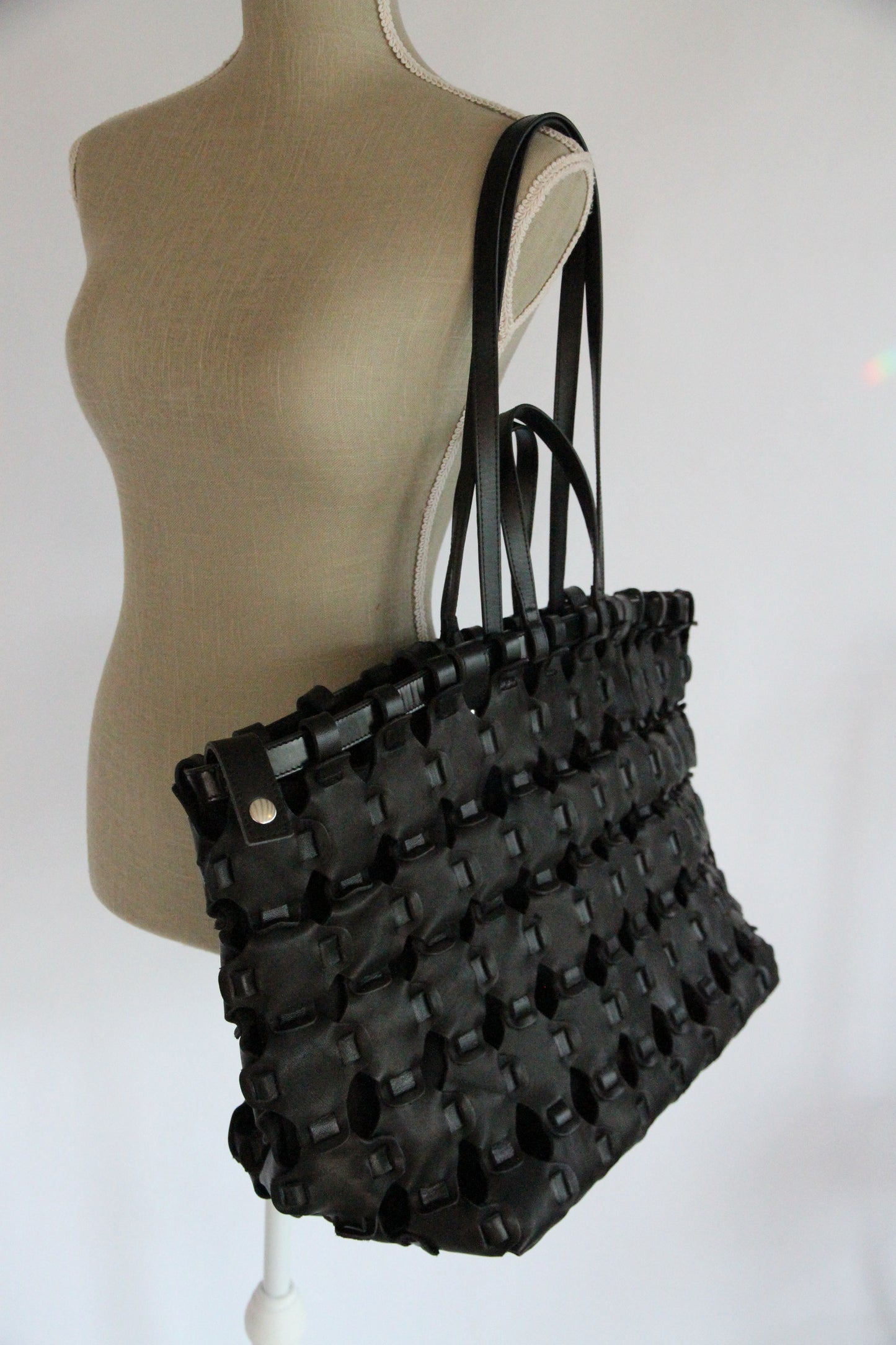 LARGE BRAIDED CABAS / BLACK  40×33×20cm