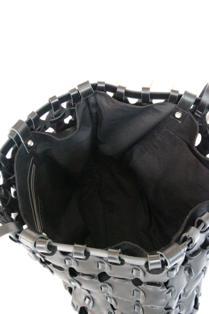 LARGE BRAIDED CABAS / BLACK  40×33×20cm