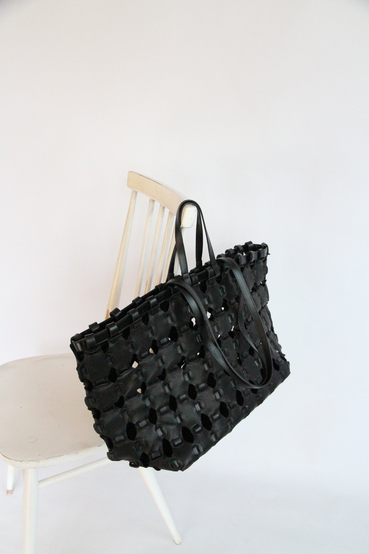 LARGE BRAIDED CABAS / BLACK  40×33×20cm