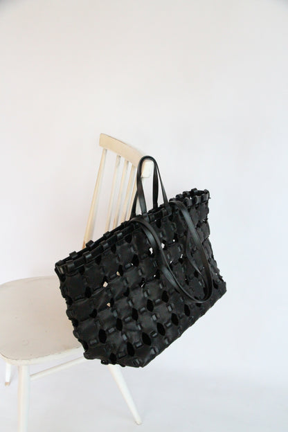 LARGE BRAIDED CABAS / BLACK  40×33×20cm