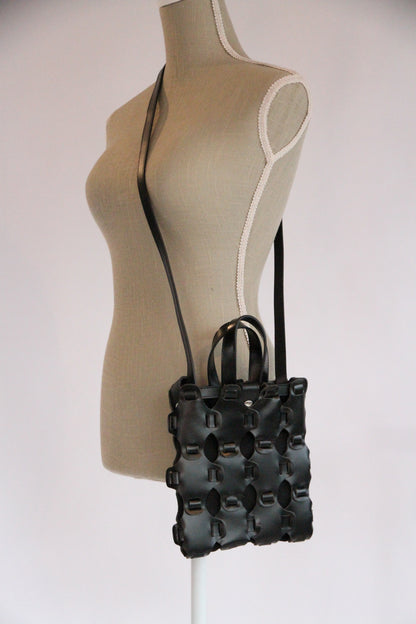 10.03.53 Small Braided Tote Black  21×20cm