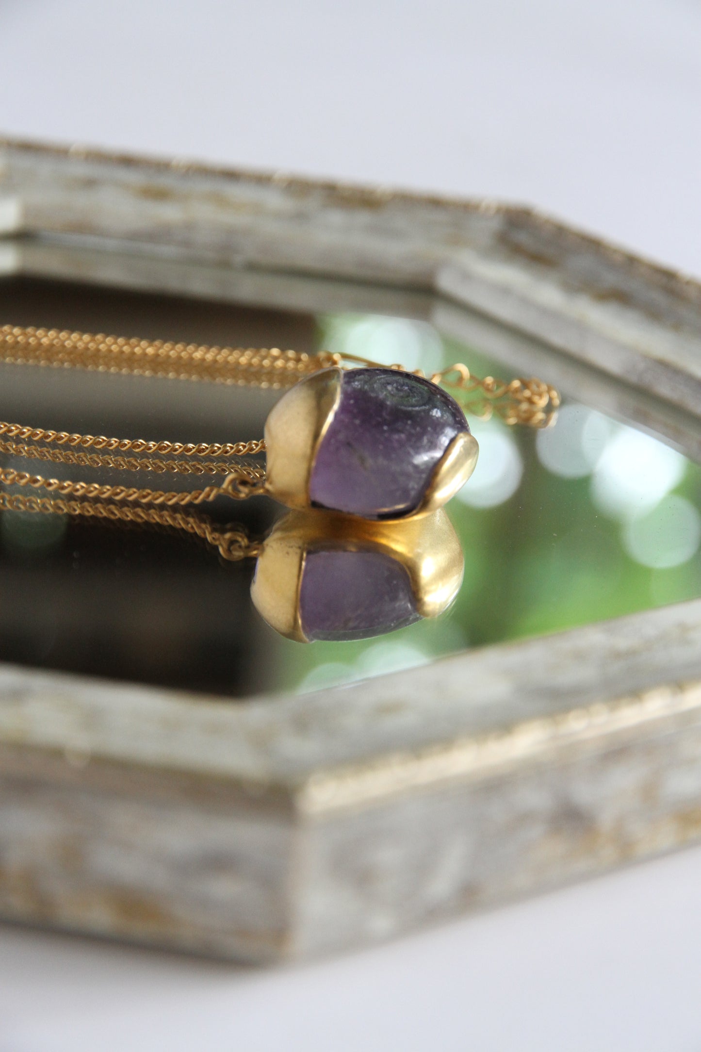 24K Gold Plated Amethyst Necklace by Aakar