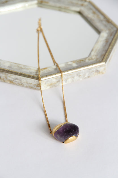24K Gold Plated Amethyst Necklace by Aakar