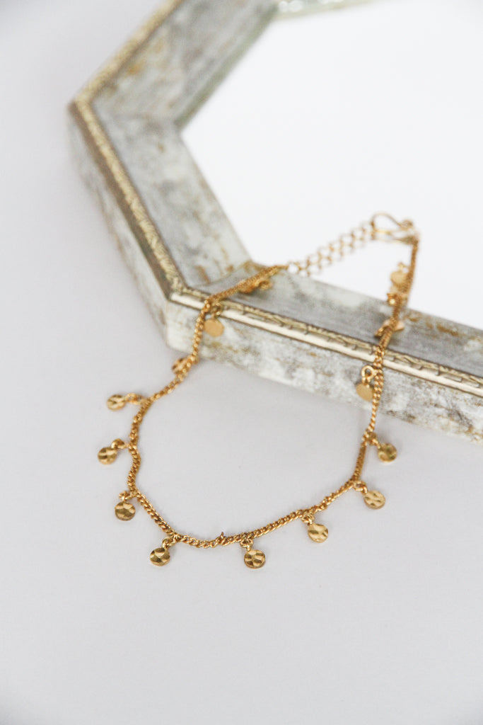 24K Gold Plated Anklet【Dewdrop】by Aakar