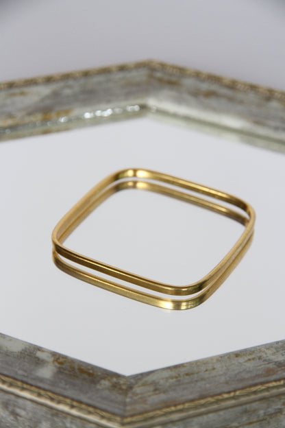 24K Gold Plated Bangle【Square】by Aakar