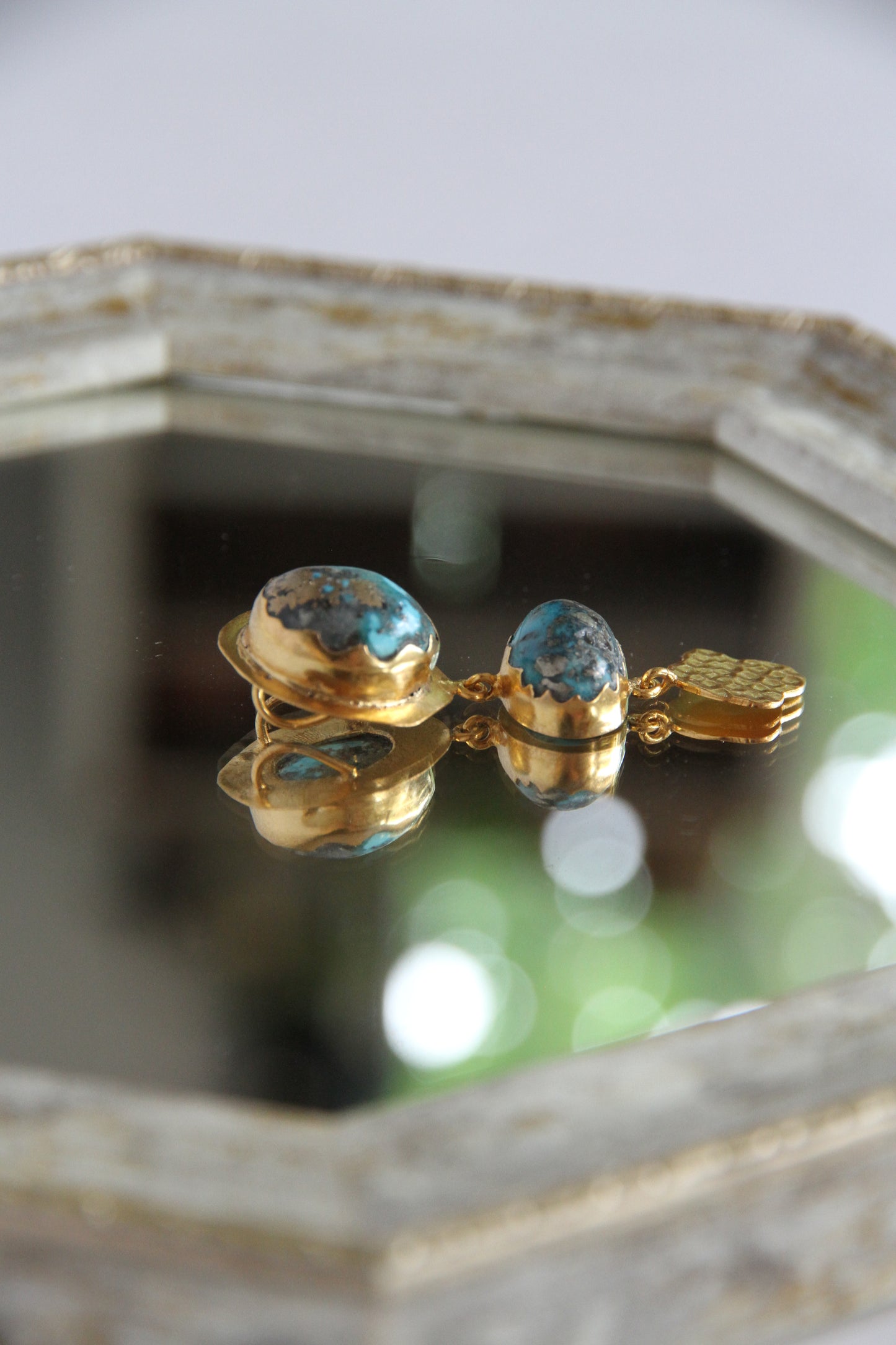 24K Gold Plated Turquoise Pendant Top【Lagoon】by Aakar