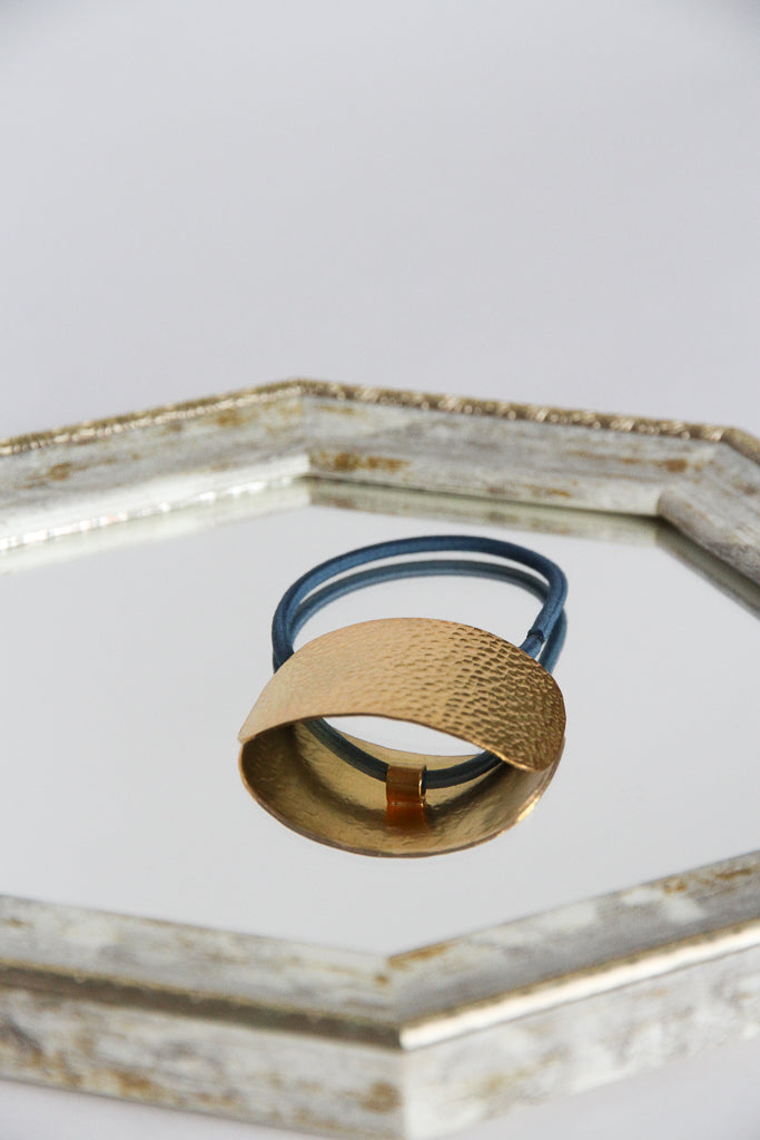24K Gold Plated Hair Tie【Hammered】by Aakar