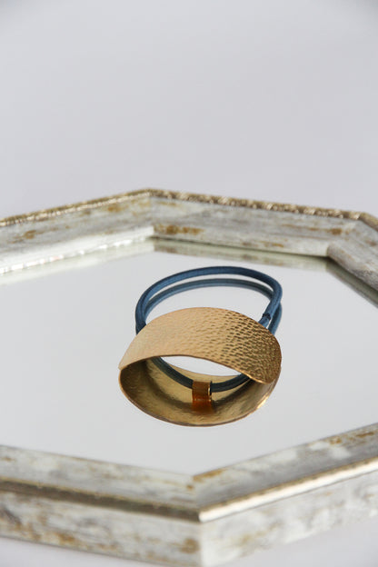 24K Gold Plated Hair Tie【Hammered】by Aakar