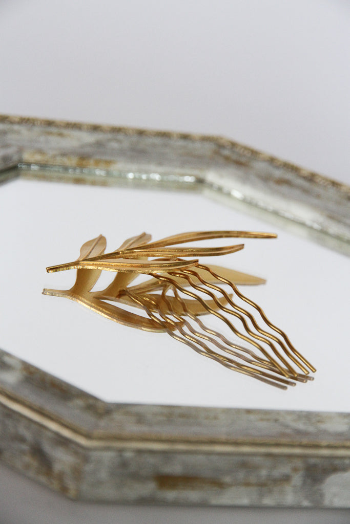 24K Gold Plated Hair Clip【Fern】by Aakar