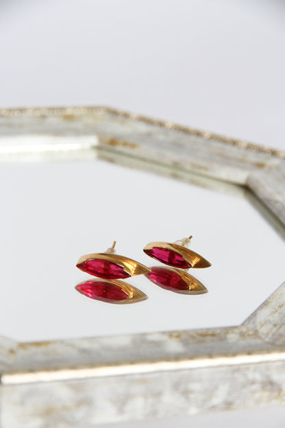 24K Gold Plated Hydro Pink Quartz Pierce【Pulse】by Aakar