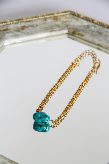 24K Gold Plated Turquoise Bracelet by Aakar