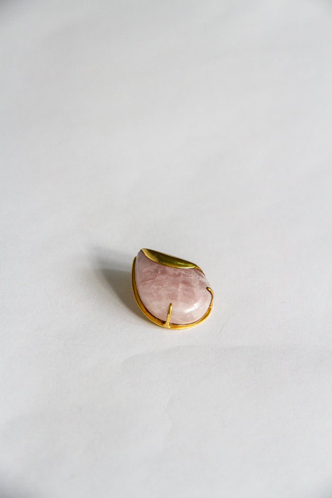 24K Gold Plated Rose Quartz Pendant Top by Aakar