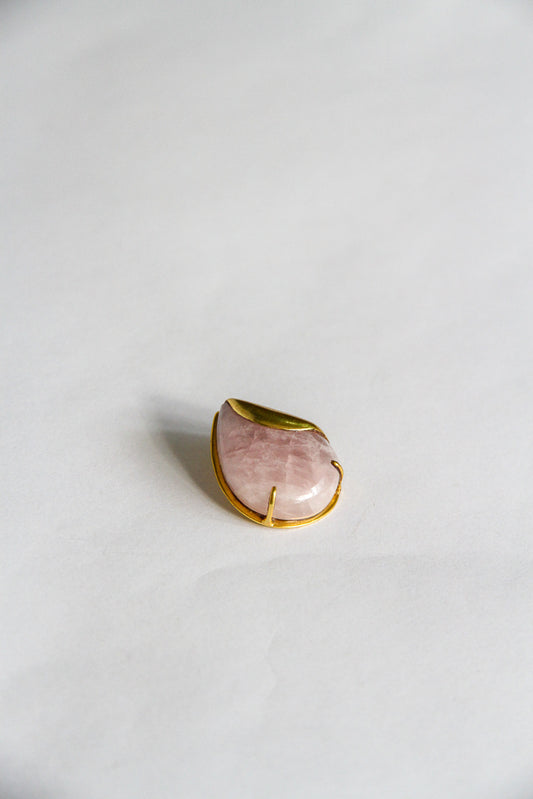 24K Gold Plated Rose Quartz Pendant Top by Aakar