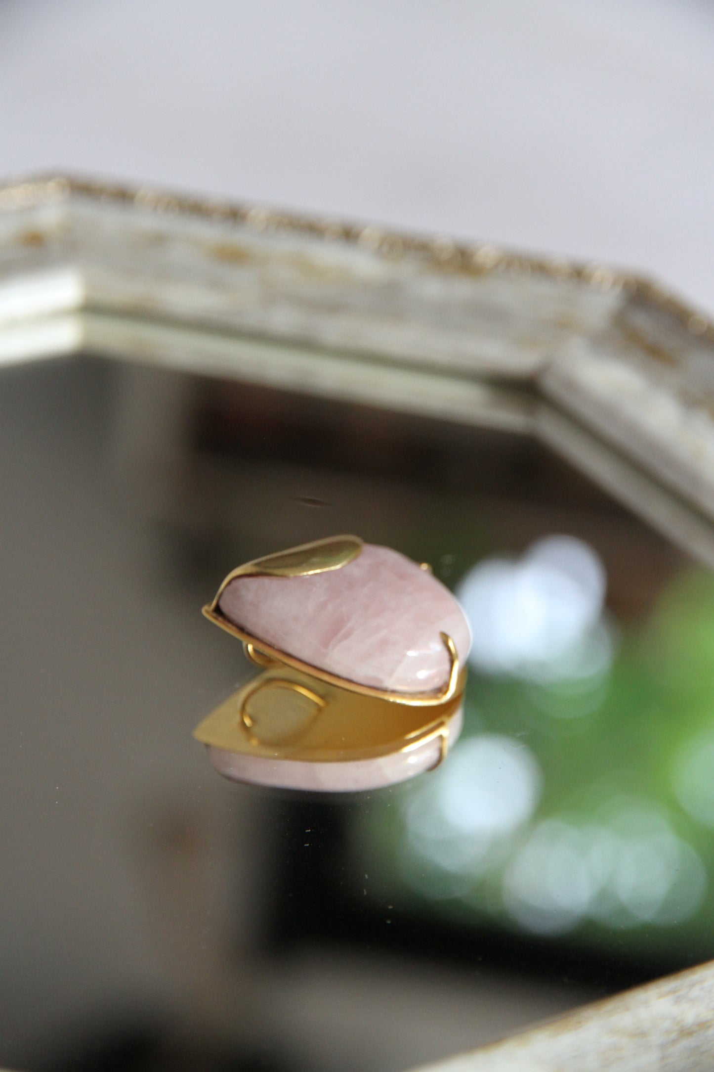 24K Gold Plated Rose Quartz Pendant Top by Aakar