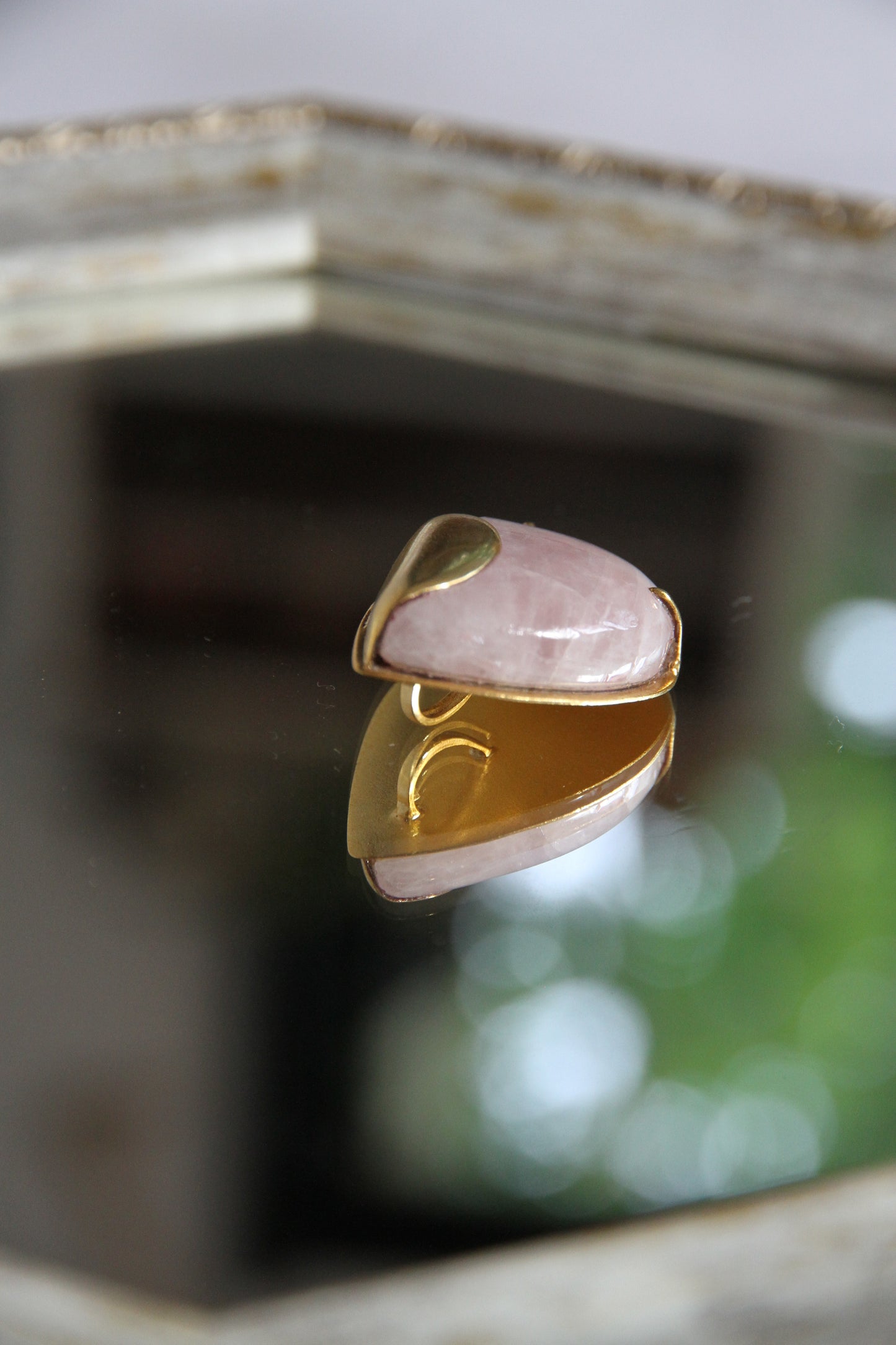 24K Gold Plated Rose Quartz Pendant Top by Aakar