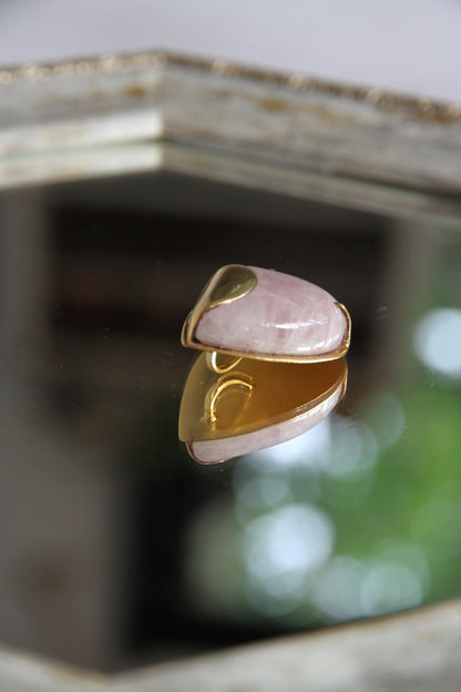 24K Gold Plated Rose Quartz Pendant Top by Aakar