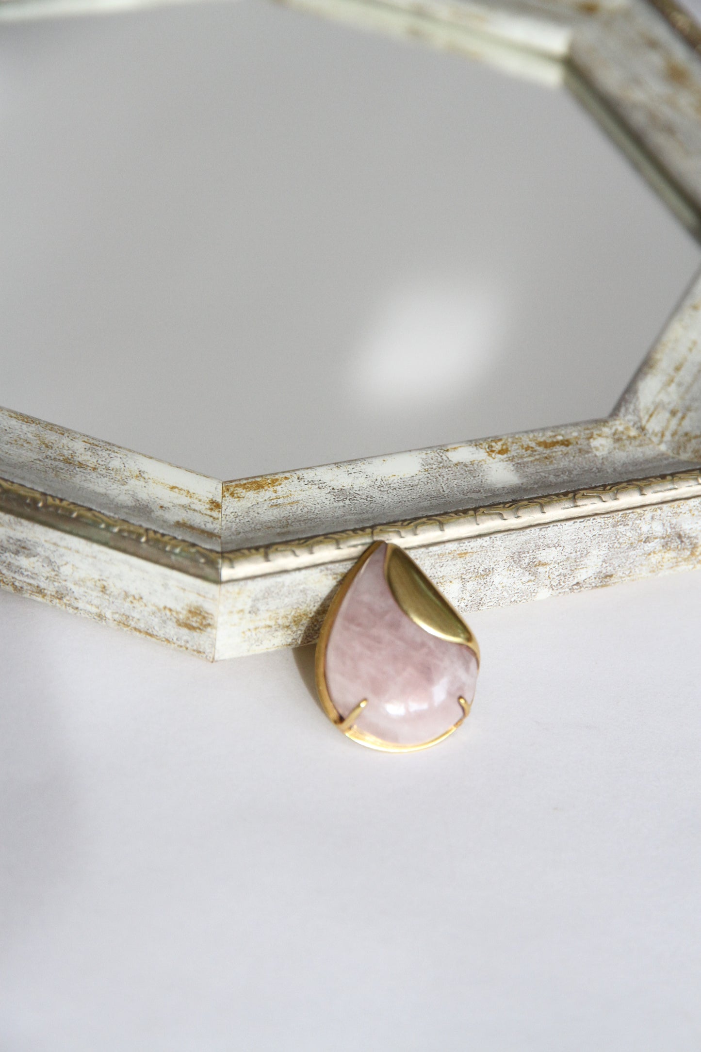 24K Gold Plated Rose Quartz Pendant Top by Aakar
