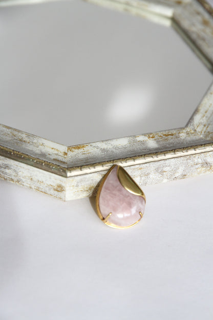 24K Gold Plated Rose Quartz Pendant Top by Aakar